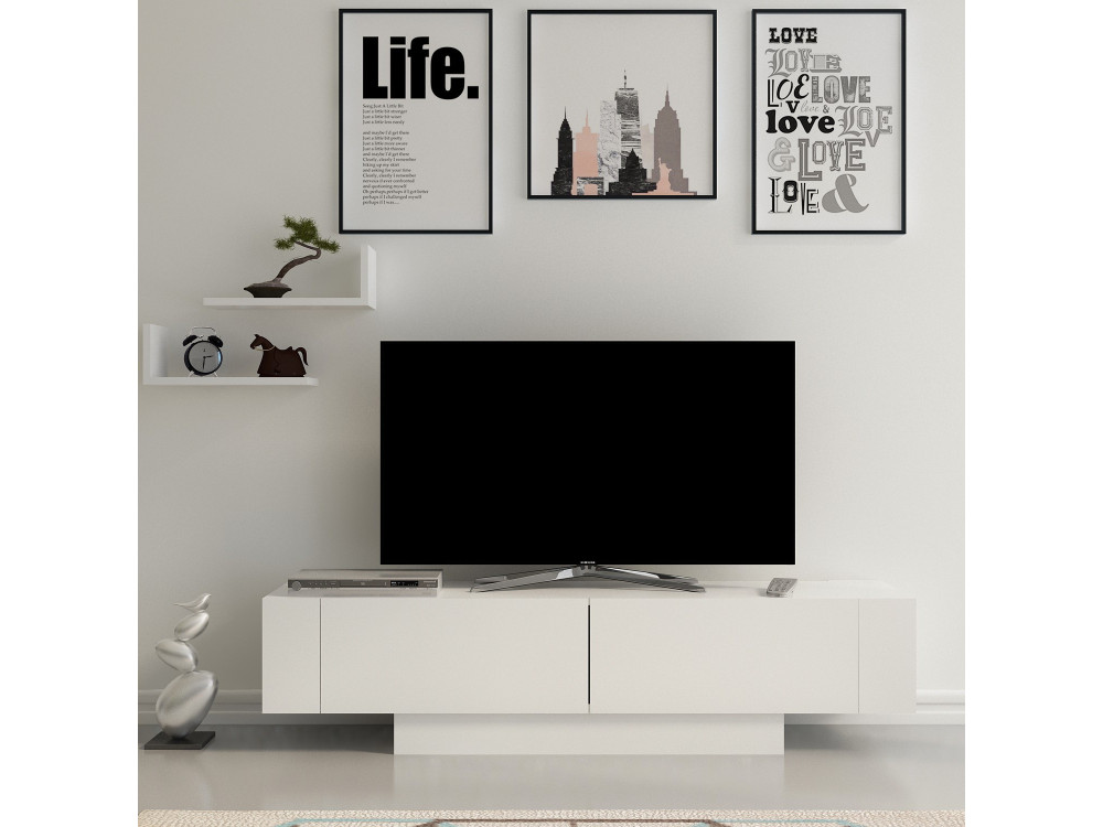 Suporte para televisor em madeira "Matera" - 150 x 31 x 41 cm - Branco