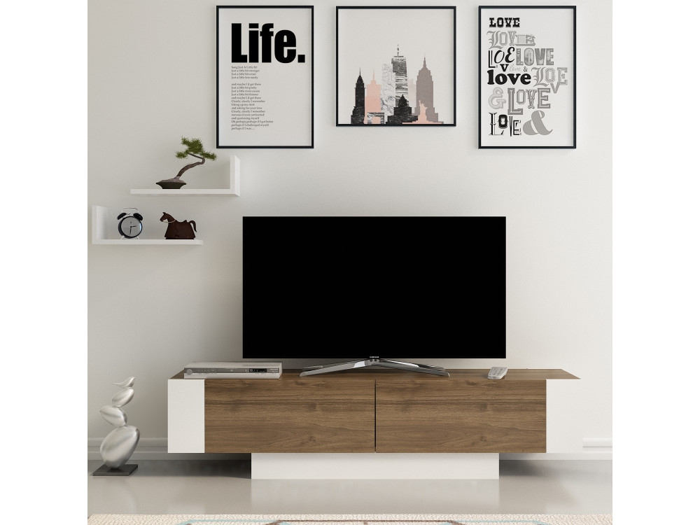 Suporte para televisor em madeira "Matera" - 150 x 31 x 41 cm - Castanho