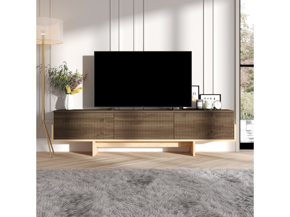 Suporte de TV em madeira "Hege" - 180 x 30 x 44 cm - Castanho