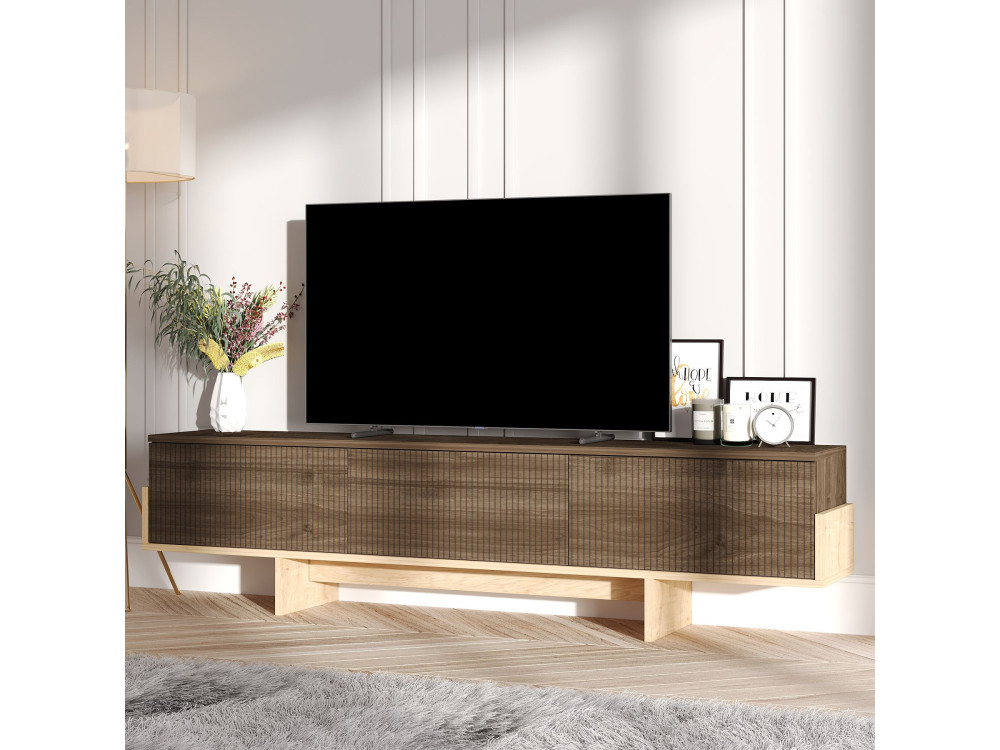 Suporte de TV em madeira "Hege" - 180 x 30 x 44 cm - Castanho
