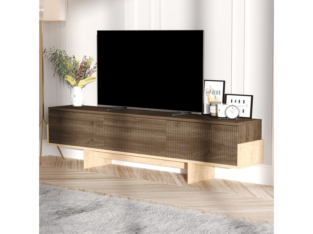 Suporte de TV em madeira "Hege" - 180 x 30 x 44 cm - Castanho