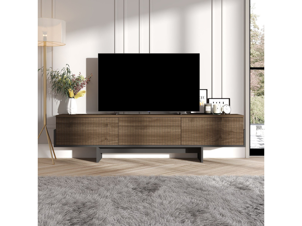 Suporte de TV em madeira "Hege" - 180 x 30 x 44 cm - Preto