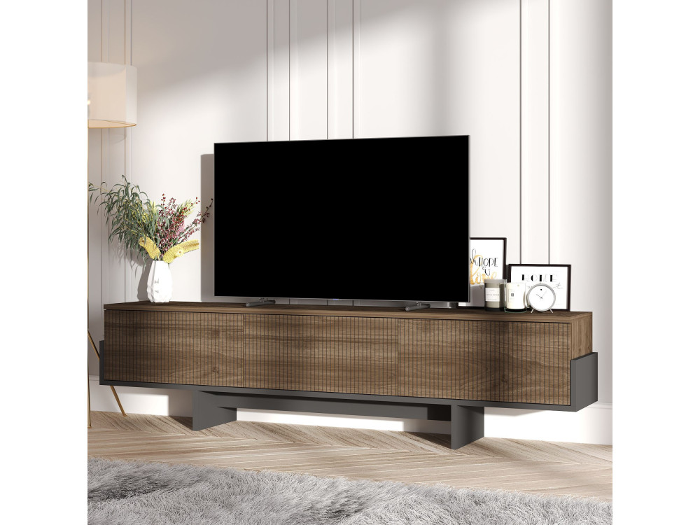 Suporte de TV em madeira "Hege" - 180 x 30 x 44 cm - Preto