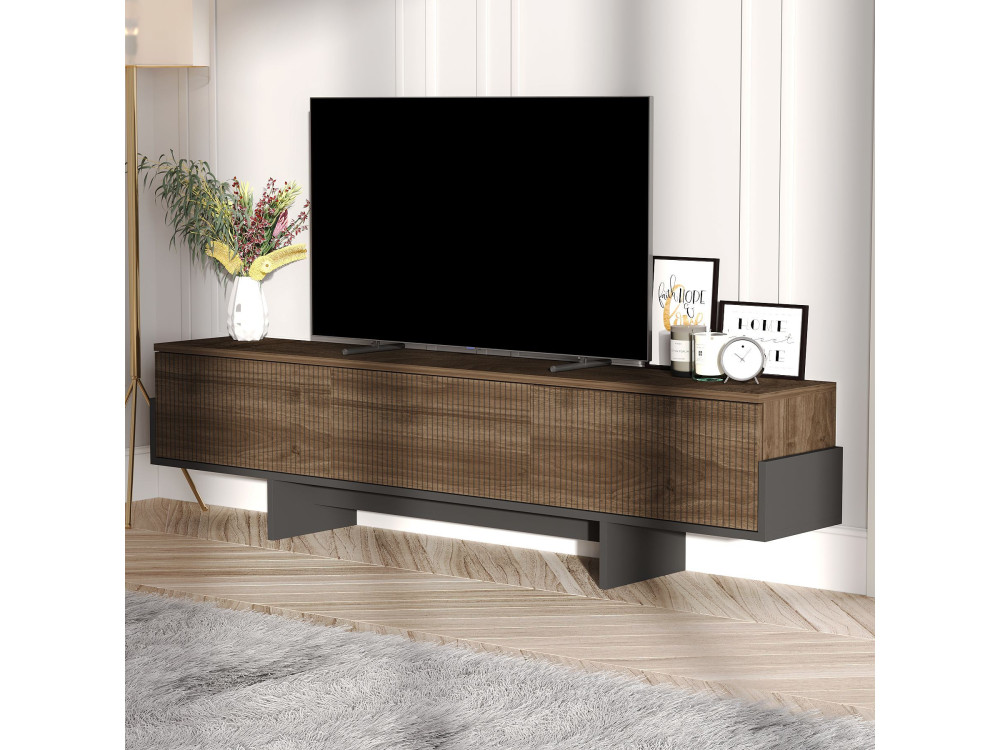 Suporte de TV em madeira "Hege" - 180 x 30 x 44 cm - Preto