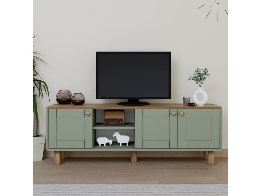 Mia" suporte para TV em madeira - 160 x 40 x 56 cm - Verde