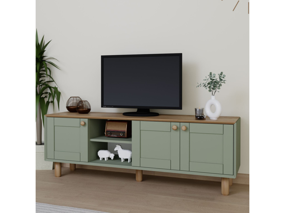 Mia" suporte para TV em madeira - 160 x 40 x 56 cm - Verde