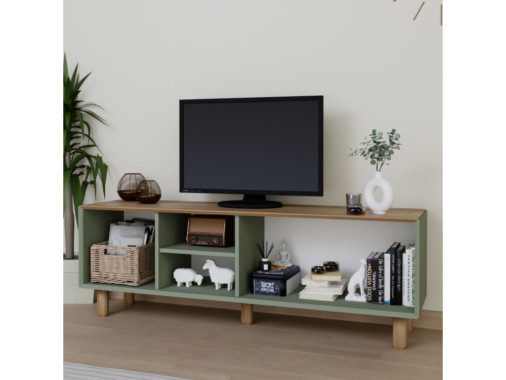 Mia" suporte para TV em madeira - 160 x 40 x 56 cm - Verde