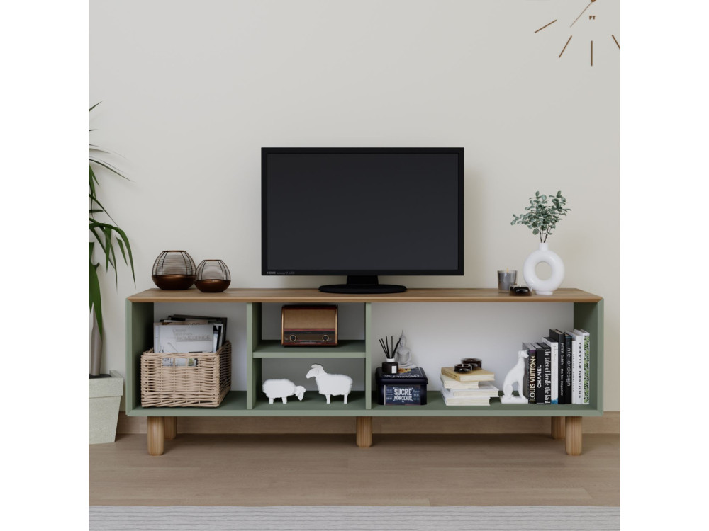 Mia" suporte para TV em madeira - 160 x 40 x 56 cm - Verde