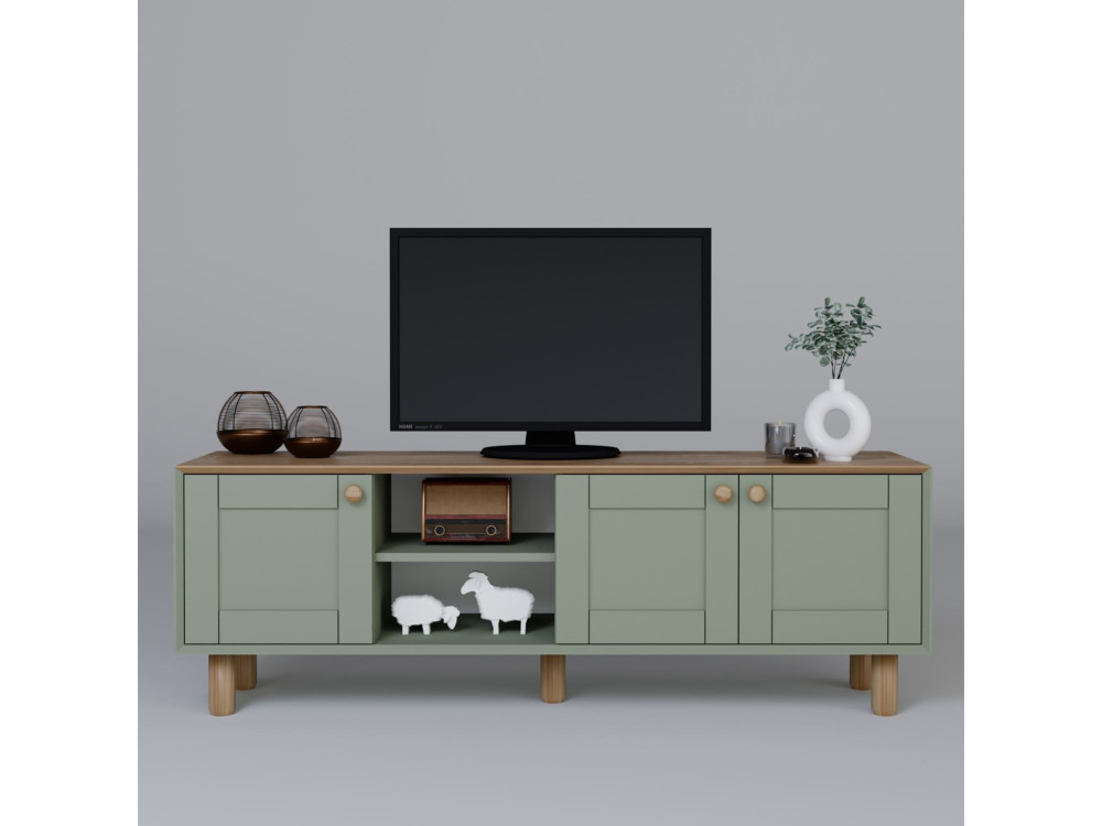 Mia" suporte para TV em madeira - 160 x 40 x 56 cm - Verde