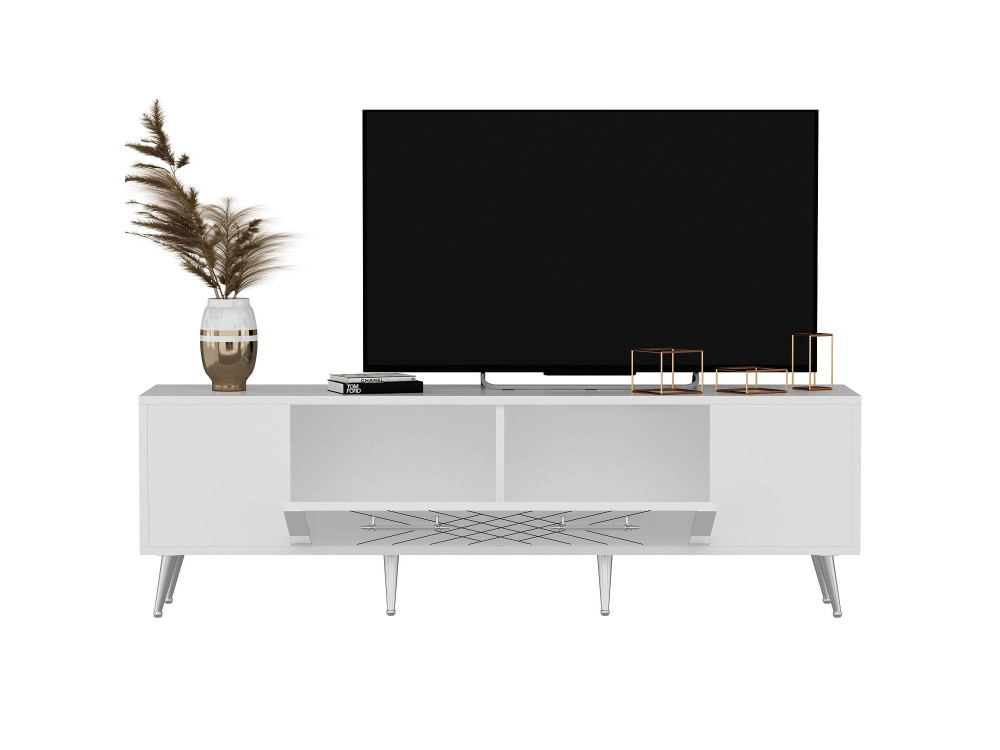 Suporte para televisor em madeira "Detas" - 150 x 35 x 48 cm - Prateado