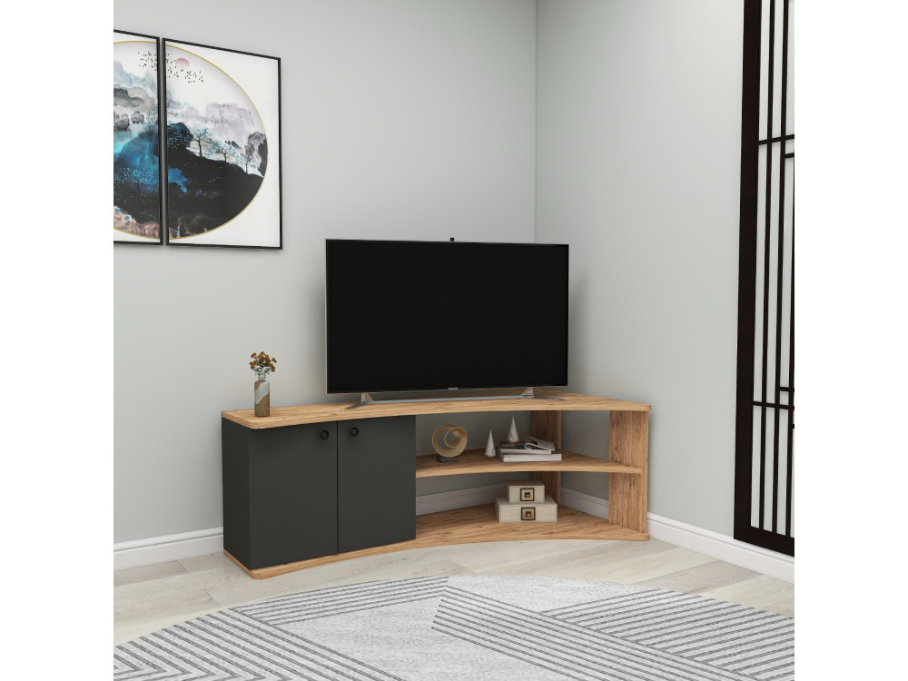 Móvel TV de canto em madeira "Termera" - 135 x 67 x 48 cm - Castanho