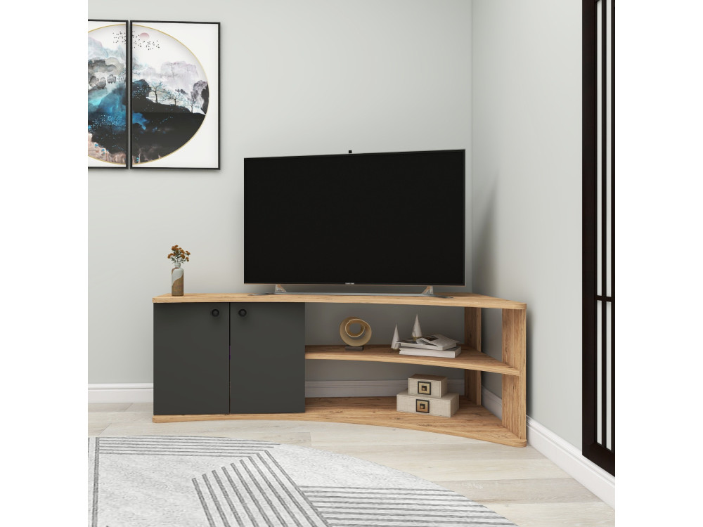 Móvel TV de canto em madeira "Termera" - 135 x 67 x 48 cm - Castanho