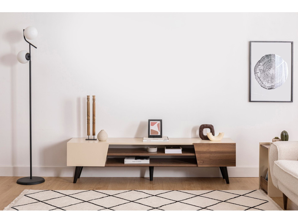 Suporte de TV em madeira "Clark" - 180 x 37 x 45 cm - Castanho