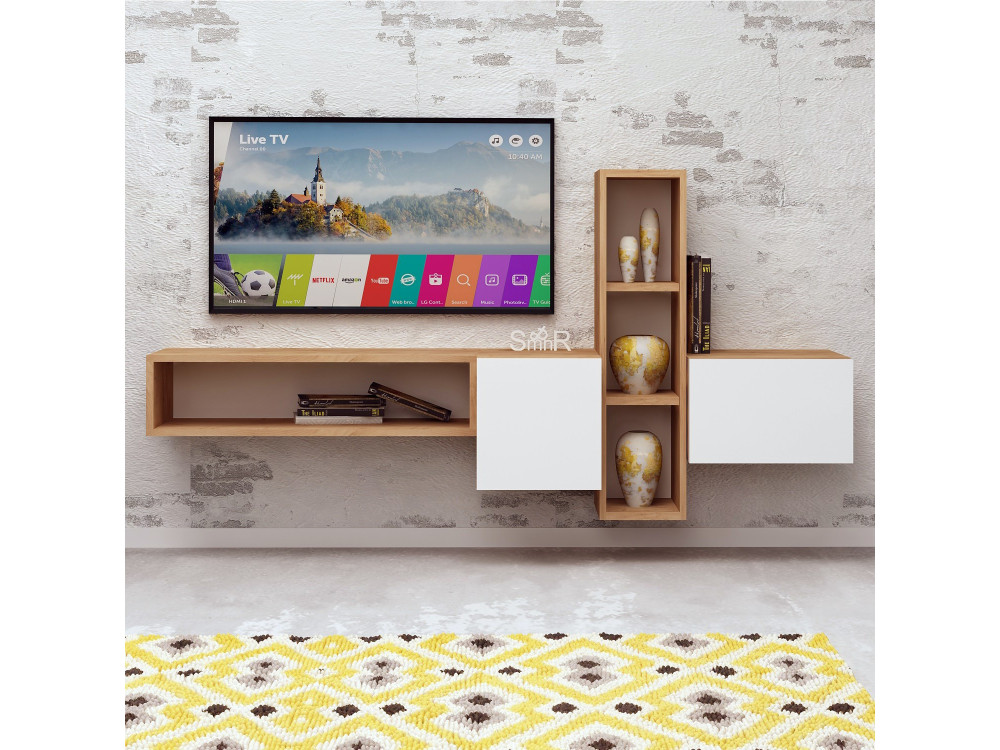 Suporte de TV em madeira "Kumkuat" - 160 x 35 x 70 cm - Castanho