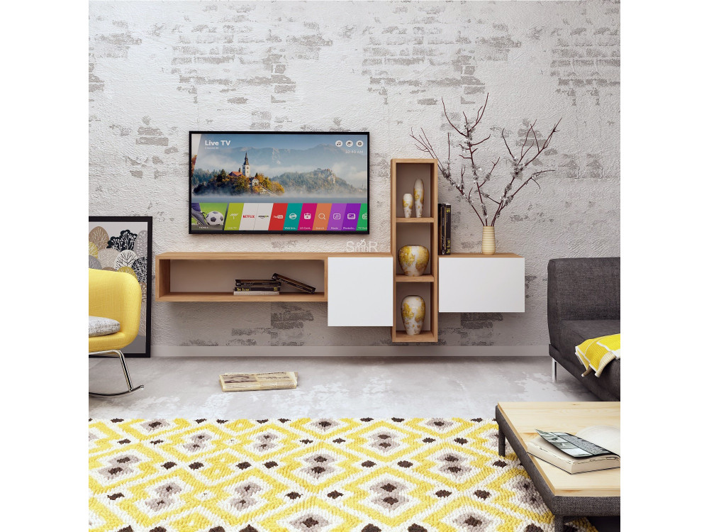 Suporte de TV em madeira "Kumkuat" - 160 x 35 x 70 cm - Castanho
