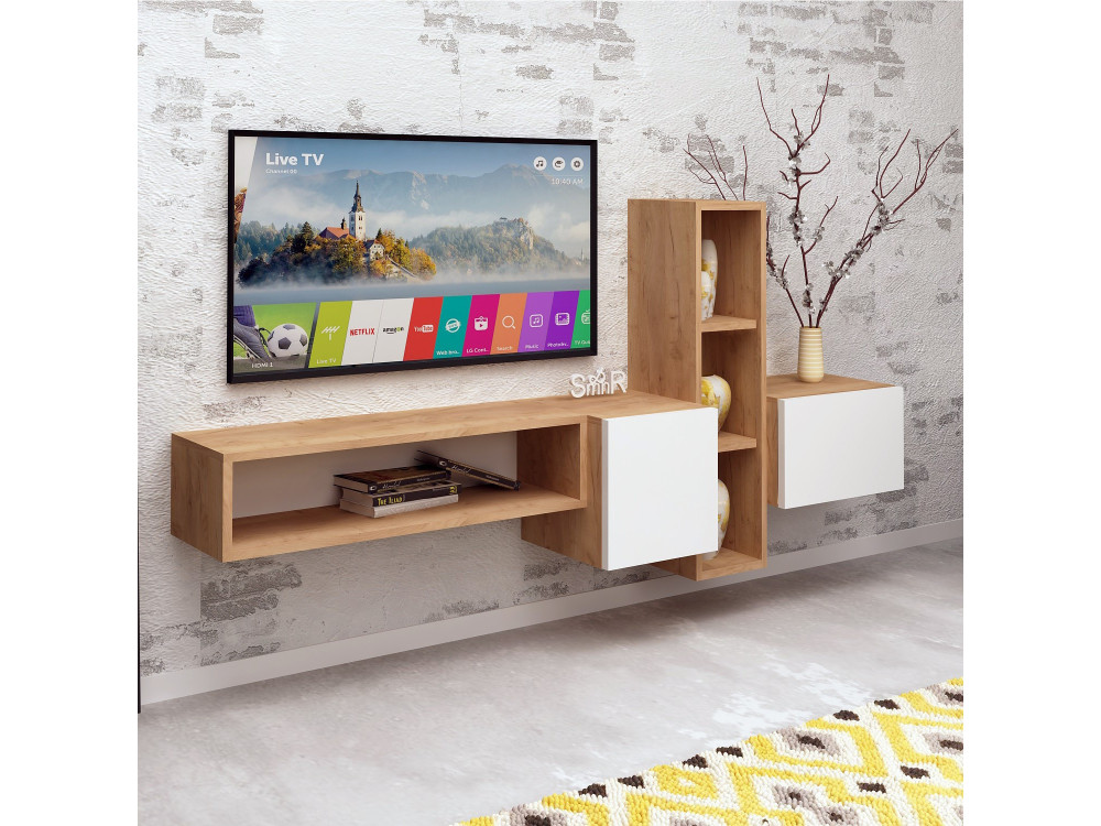 Suporte de TV em madeira "Kumkuat" - 160 x 35 x 70 cm - Castanho