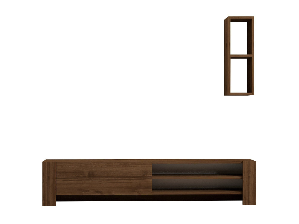 Suporte de TV de madeira Naz" com prateleira de parede - 160 x 26 x 33 cm - Castanho