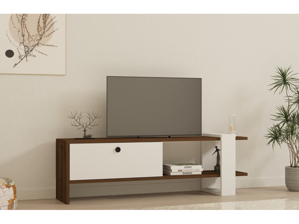 Suporte para televisor em madeira "Gaye" - 120 x 25 x 36 cm - Branco