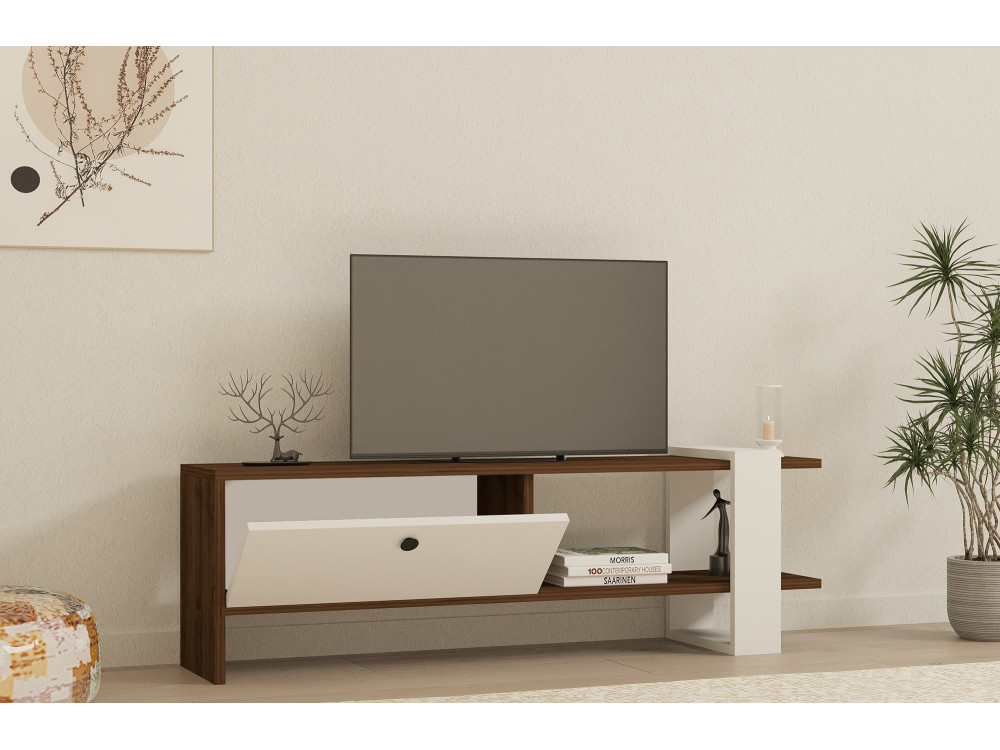 Suporte para televisor em madeira "Gaye" - 120 x 25 x 36 cm - Branco