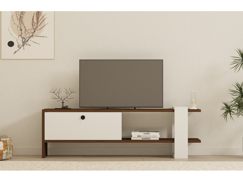 Suporte para televisor em madeira "Gaye" - 120 x 25 x 36 cm - Branco