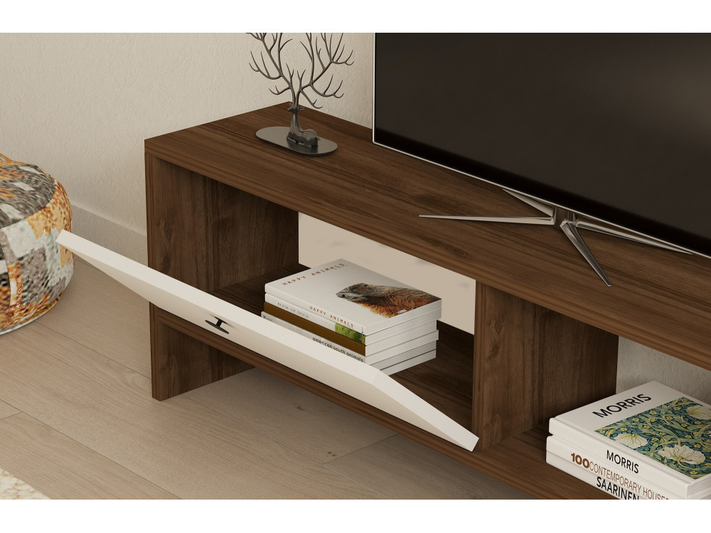 Suporte para televisor em madeira "Gaye" - 120 x 25 x 36 cm - Branco