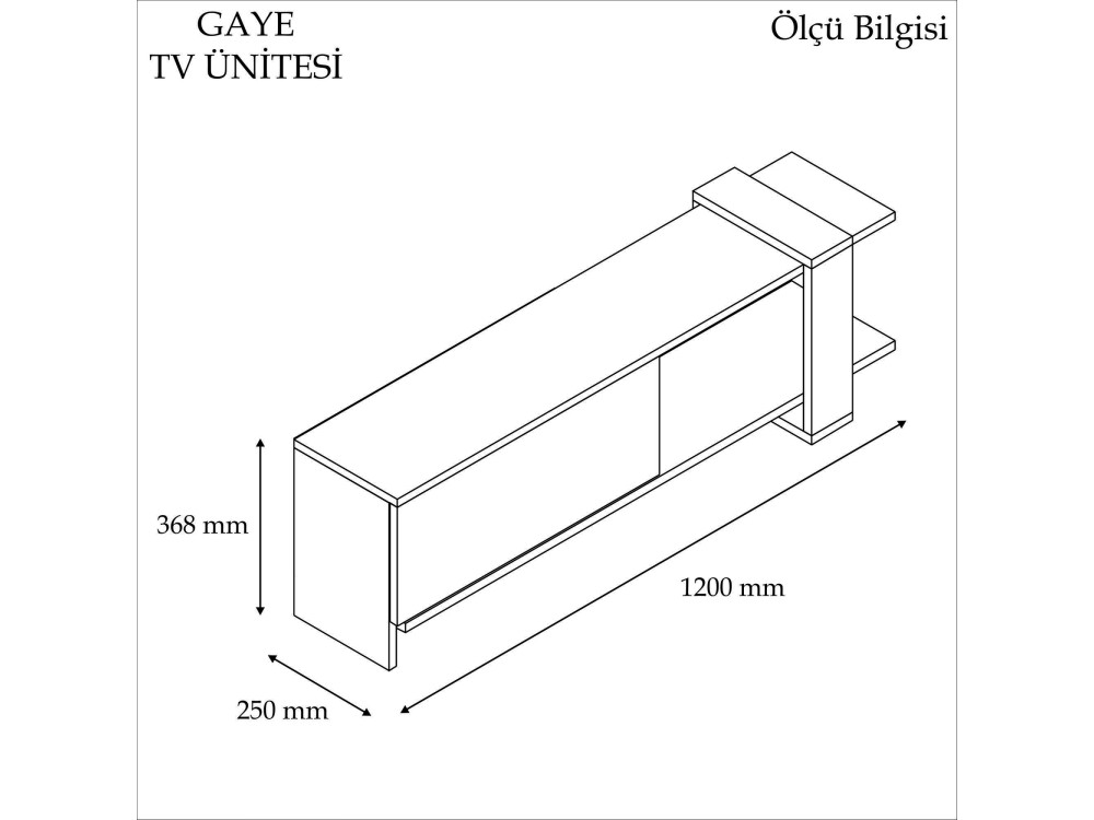 Suporte para televisor em madeira "Gaye" - 120 x 25 x 36 cm - Branco