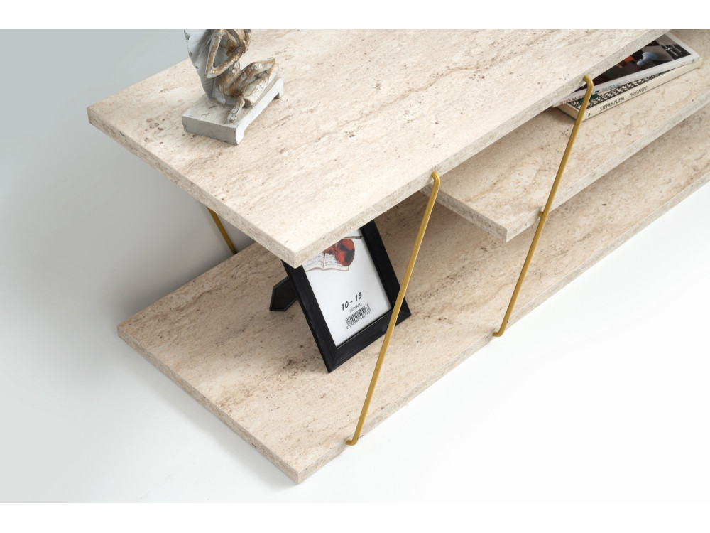 Mesa de TV em madeira "Canaz" - 120 x 30 x 33 cm - Travertino