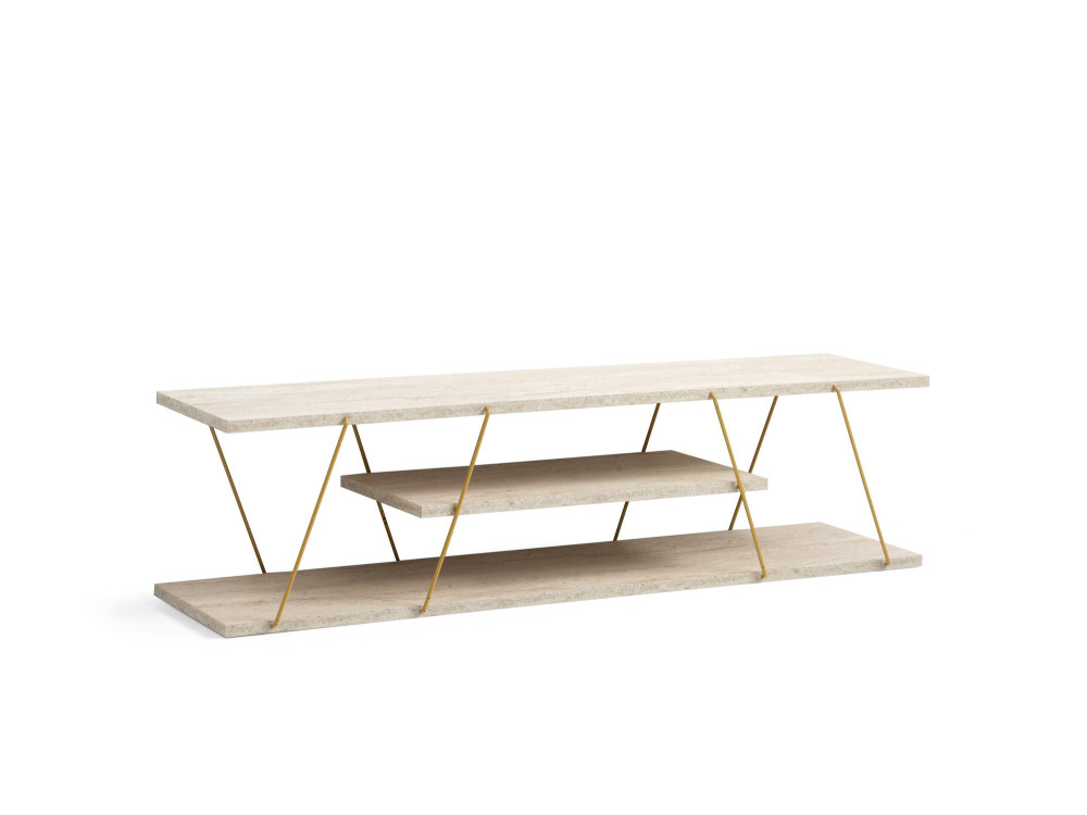 Mesa de TV em madeira "Canaz" - 120 x 30 x 33 cm - Travertino