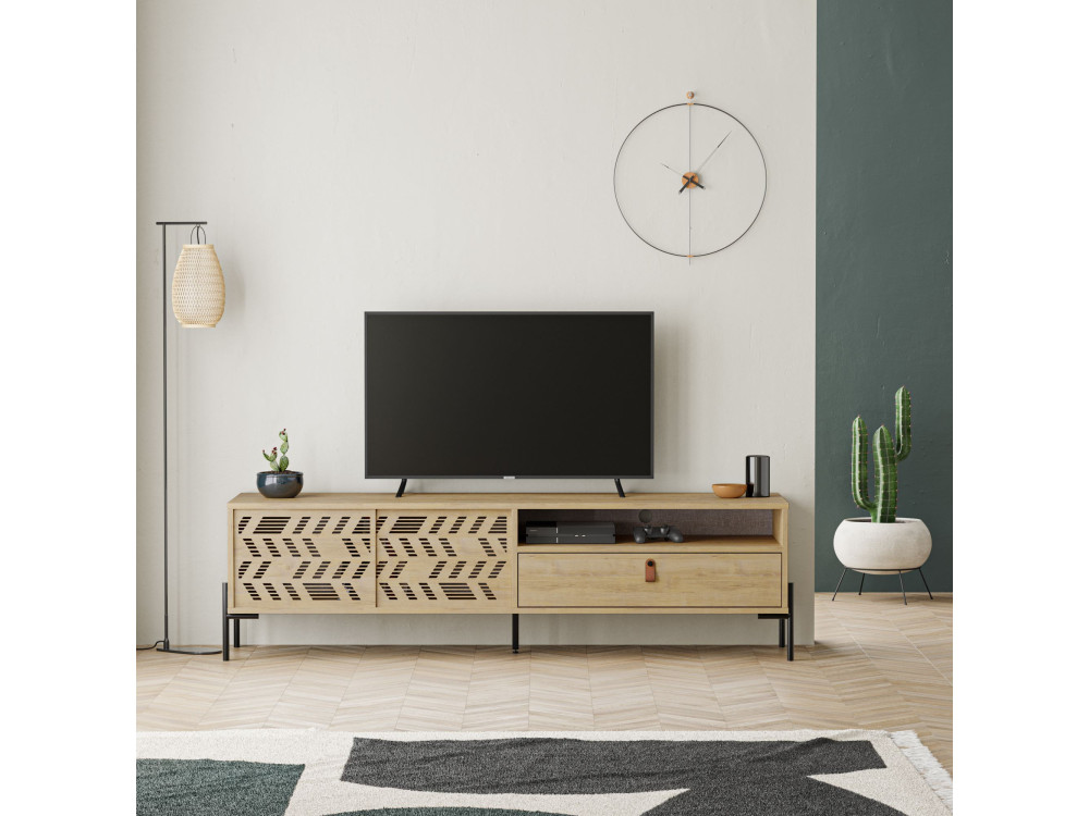 Suporte de TV em madeira "Dionysos" - 170 x 45 x 48 cm - Bege