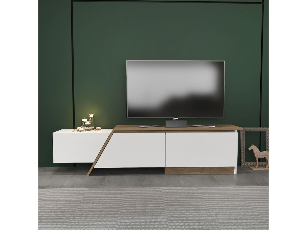 Suporte de TV em madeira "Zonas" - 180 x 35 x 28 cm - Branco