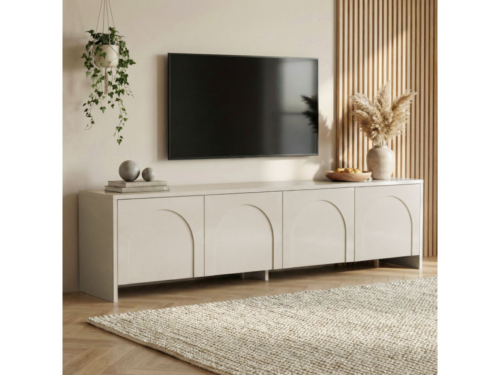 Mesa de TV em madeira "Aurelia" - 180 x 32 x 45 cm - Creme