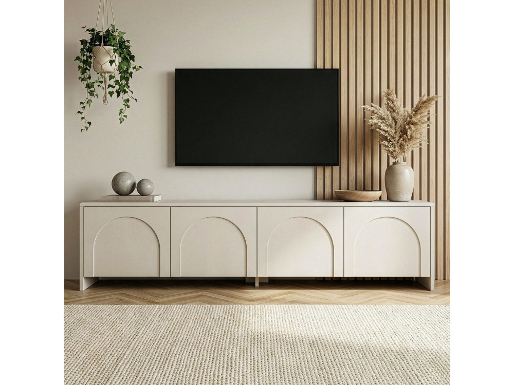 Mesa de TV em madeira "Aurelia" - 180 x 32 x 45 cm - Creme