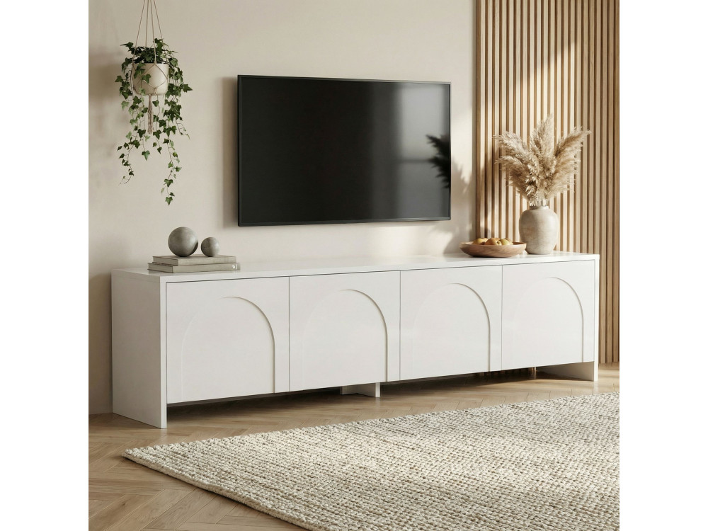 Suporte para televisor em madeira "Aurelia" - 180 x 32 x 45 cm - Branco