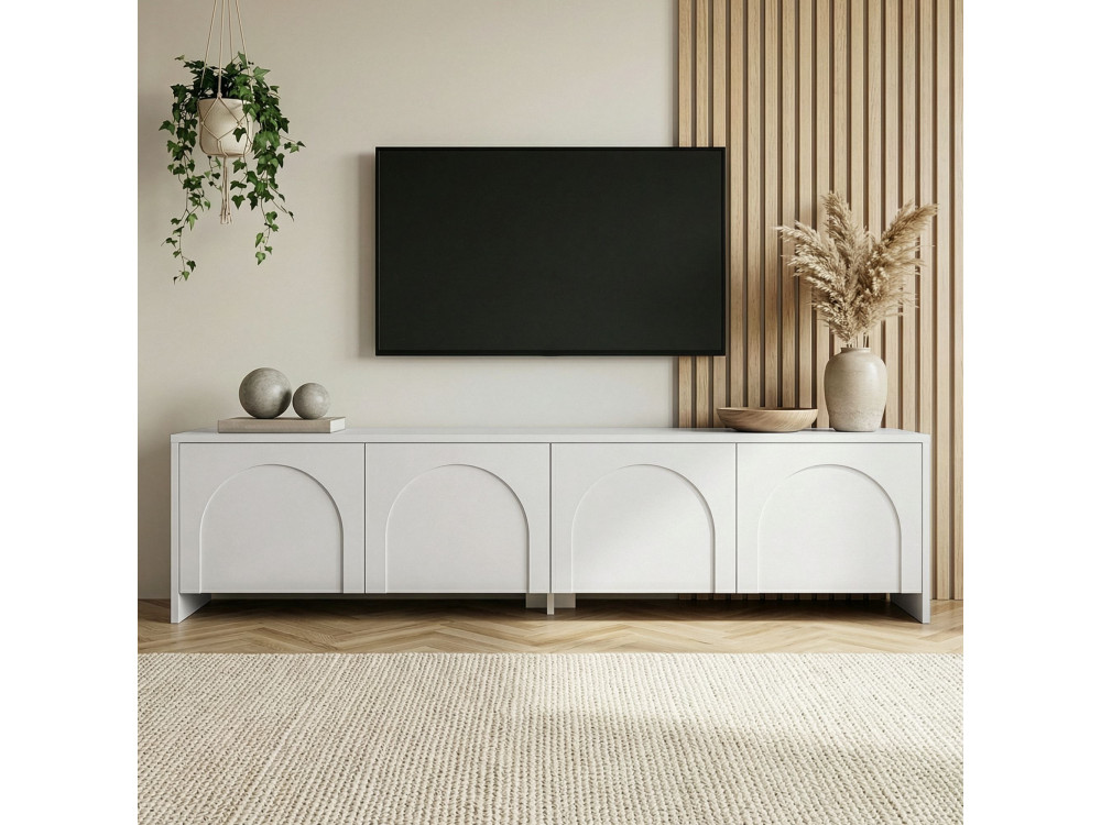 Suporte para televisor em madeira "Aurelia" - 180 x 32 x 45 cm - Branco