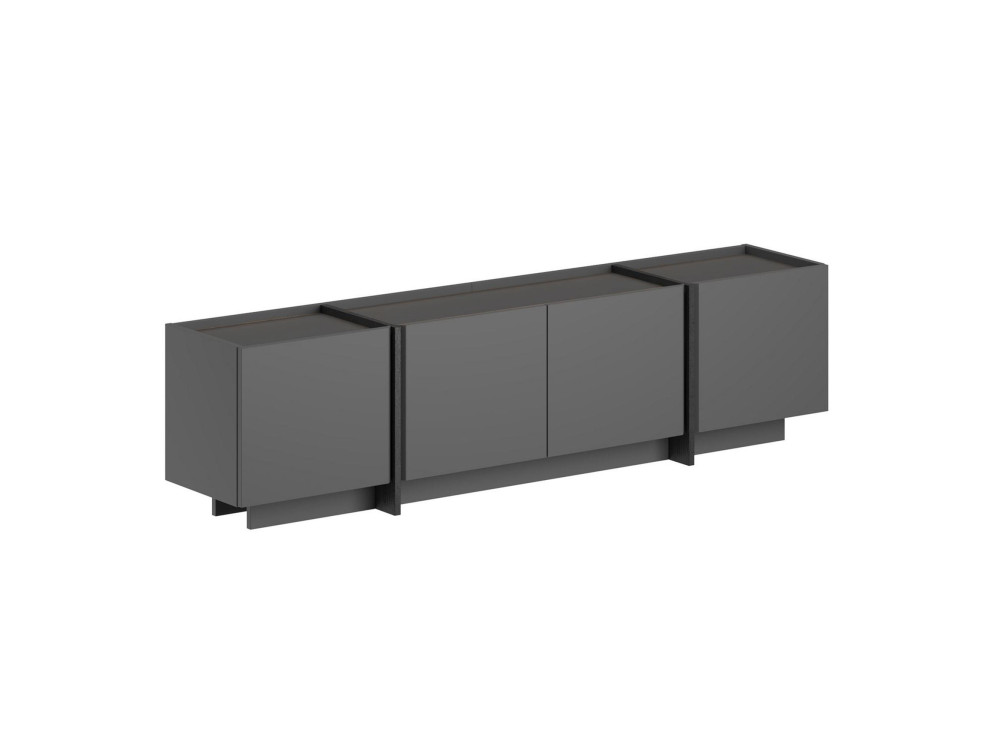 Suporte de TV em madeira "Lowen" - 180 x 35 x 46 cm - Antracite / Preto