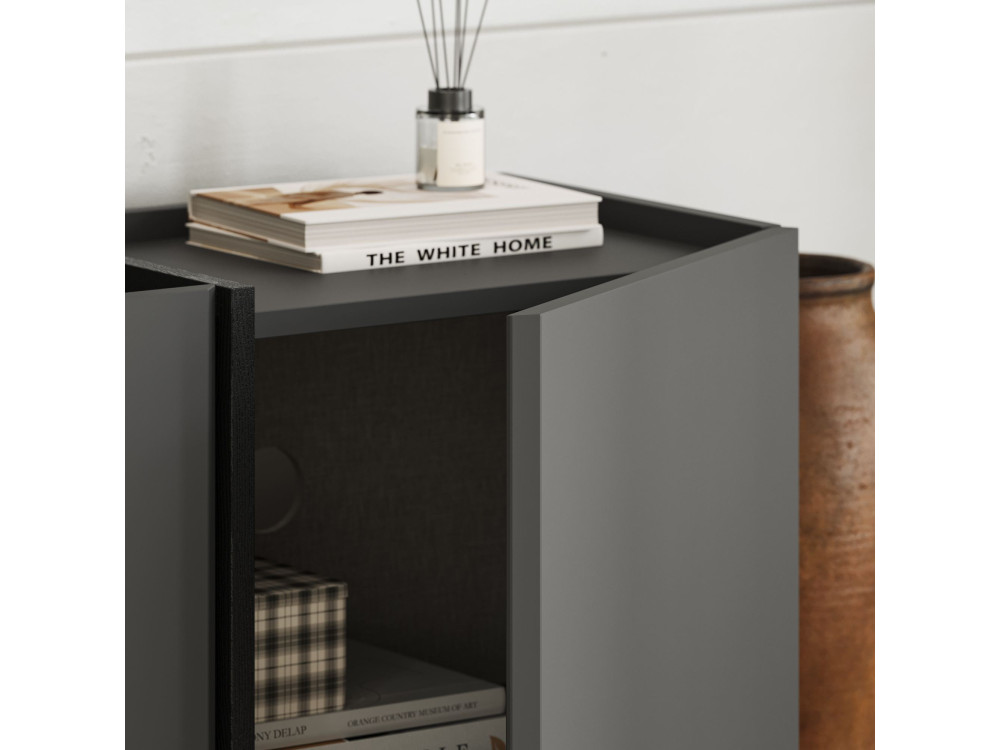Suporte de TV em madeira "Lowen" - 180 x 35 x 46 cm - Antracite / Preto