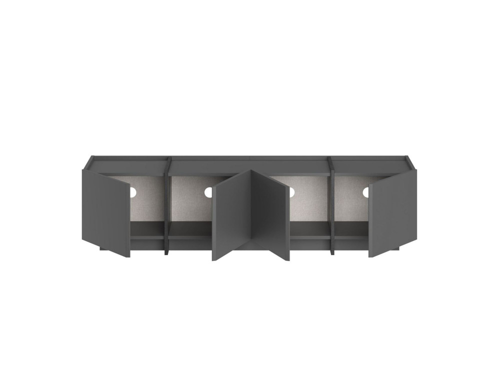 Suporte de TV em madeira "Lowen" - 180 x 35 x 46 cm - Antracite / Preto