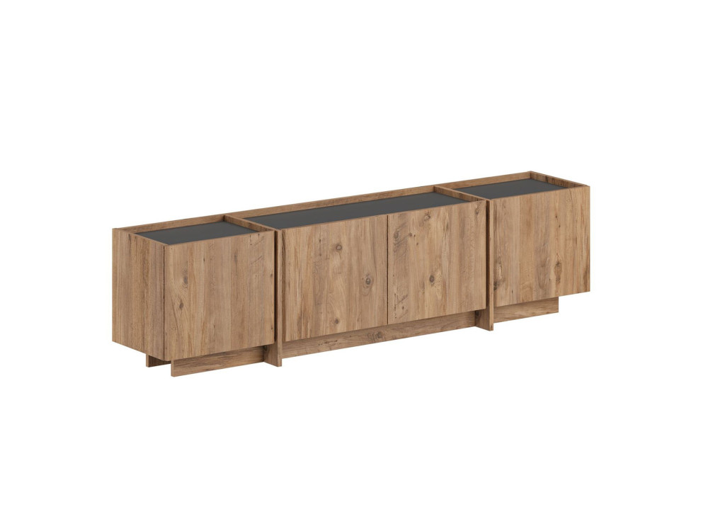 Suporte de TV em madeira "Lowen" - 180 x 35 x 46 cm - Pinho Atlântico / Antracite