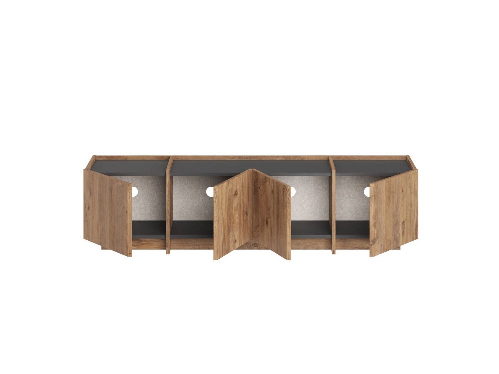 Suporte de TV em madeira "Lowen" - 180 x 35 x 46 cm - Pinho Atlântico / Antracite