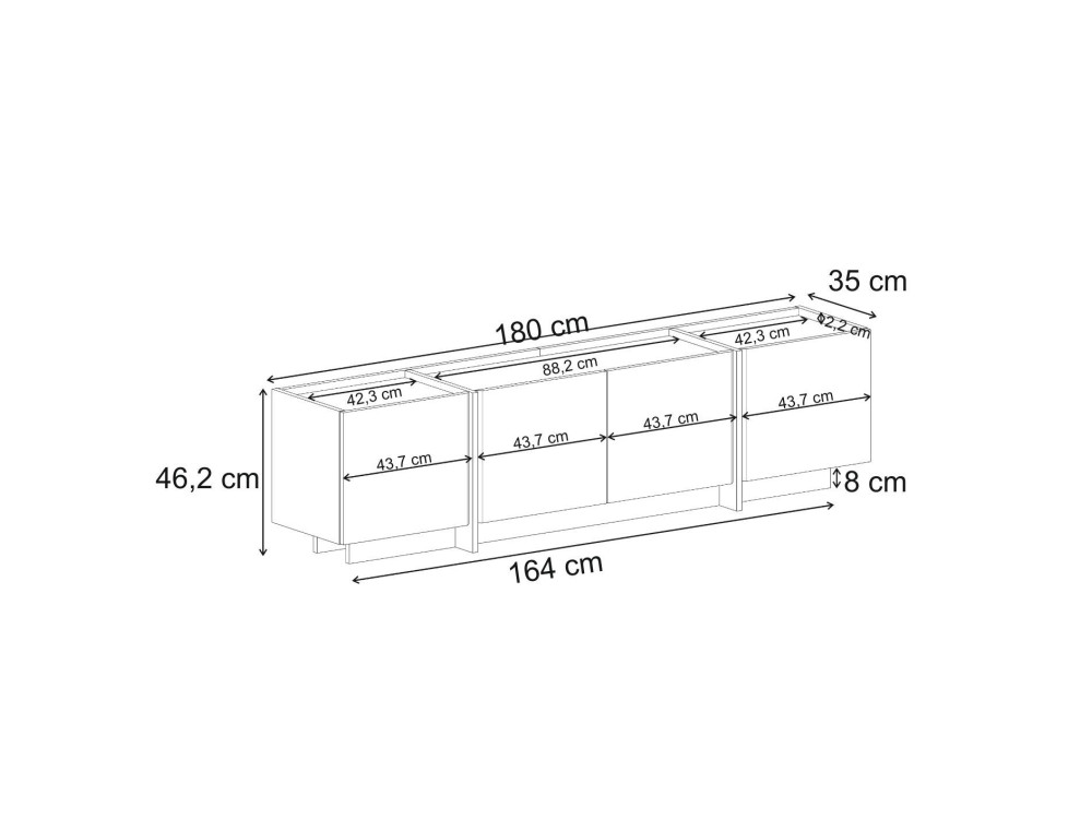 Suporte para televisor em madeira "Lowen" - 180 x 35 x 46 cm - Nogueira Milano
