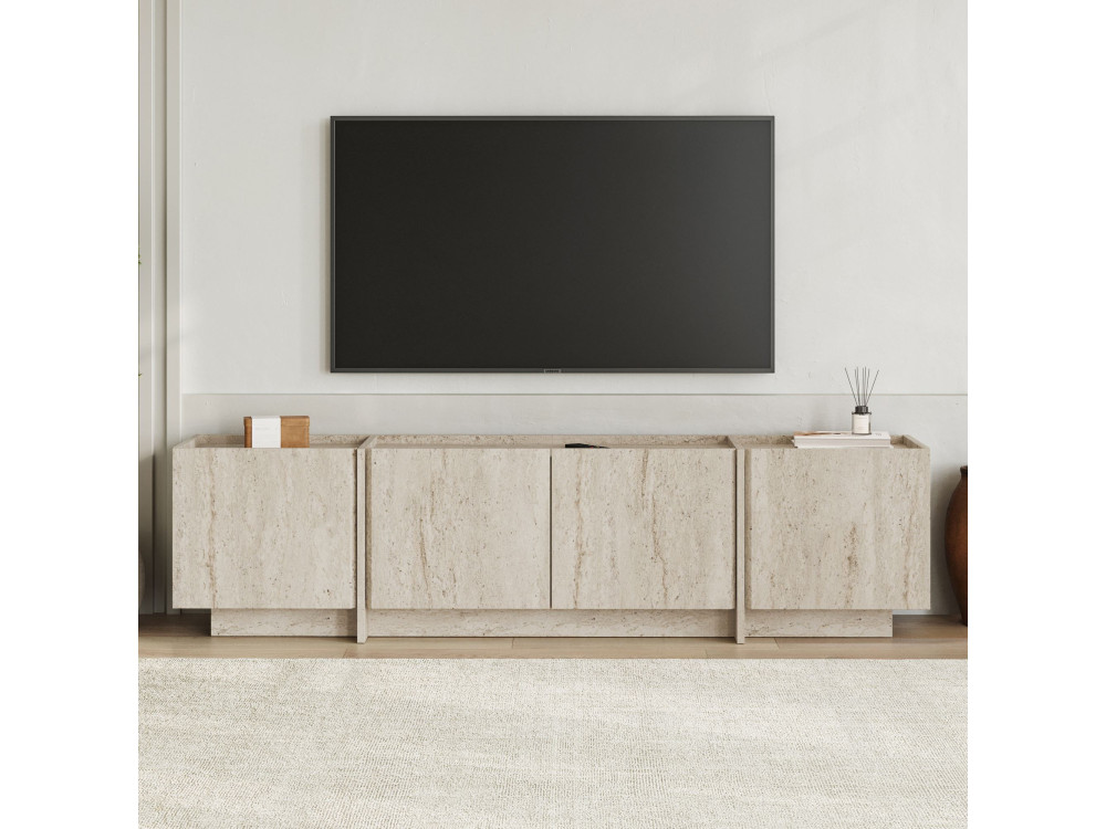 Suporte de TV em madeira "Lowen" - 180 x 35 x 46 cm - Travertino