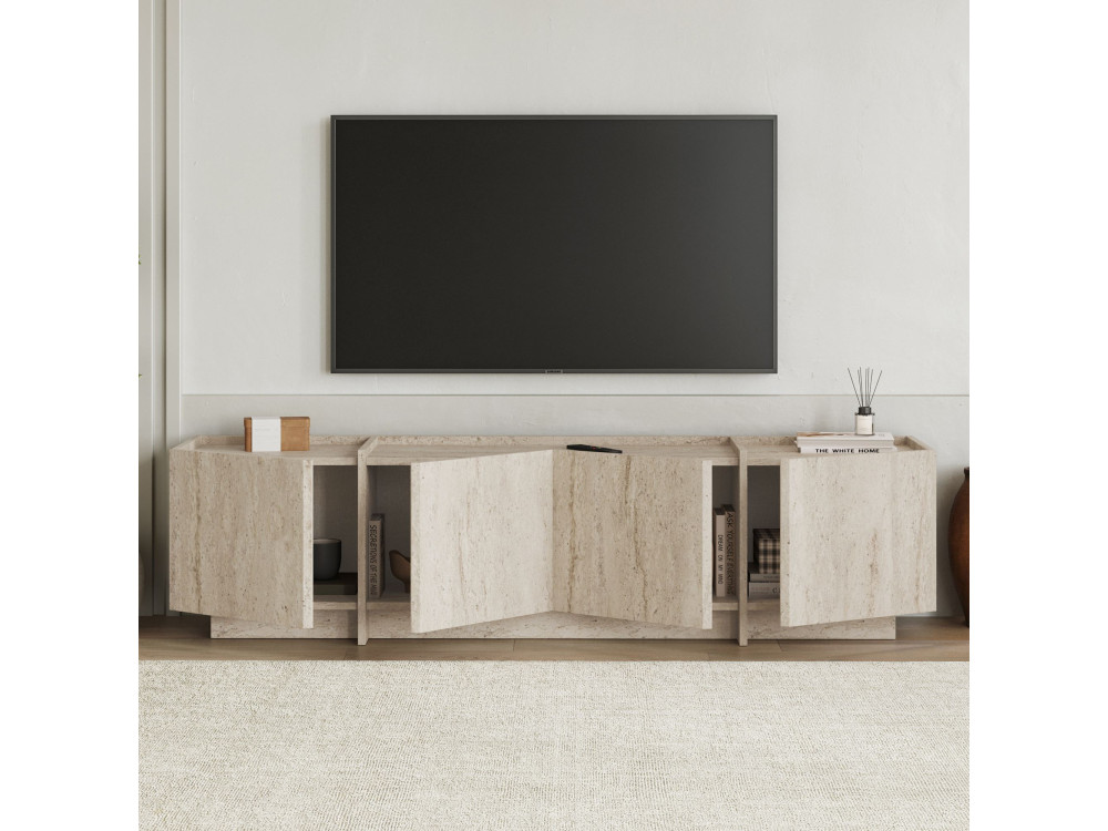 Suporte de TV em madeira "Lowen" - 180 x 35 x 46 cm - Travertino
