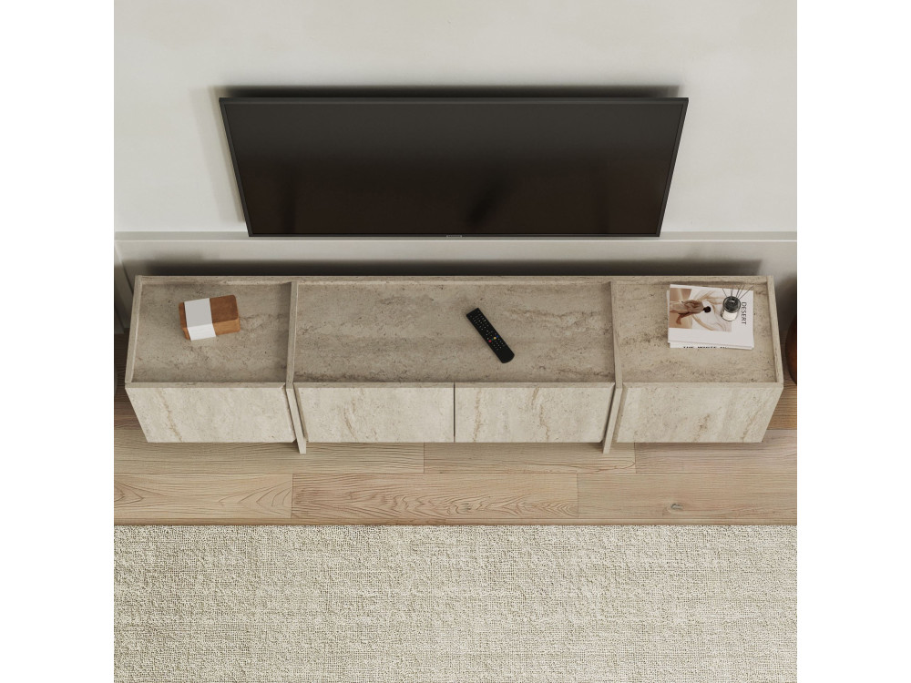 Suporte de TV em madeira "Lowen" - 180 x 35 x 46 cm - Travertino