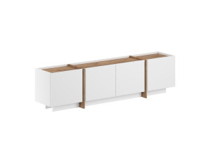 Móvel TV "Lowen" em madeira - 180 x 35 x 46 cm - Branco / Pinho Atlântico