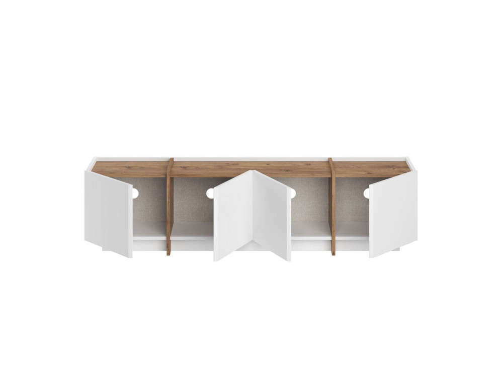 Móvel TV "Lowen" em madeira - 180 x 35 x 46 cm - Branco / Pinho Atlântico