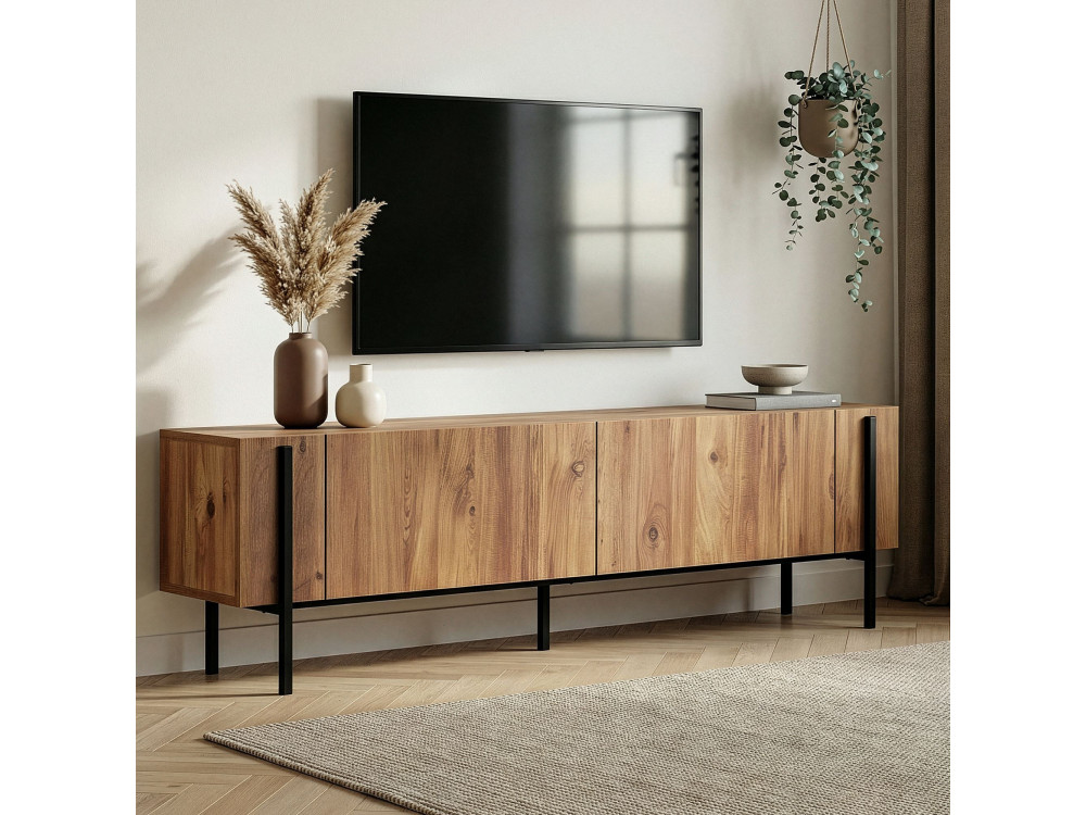 Suporte de TV em madeira Nexus" - 180 x 30 x 45 cm - Pinho Atlântico / Preto