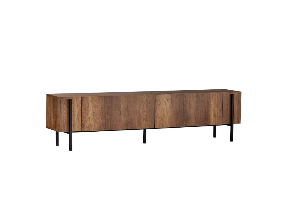 Suporte para televisor em madeira Nexus" - 180 x 30 x 45 cm - Nogueira Barroca / Preto