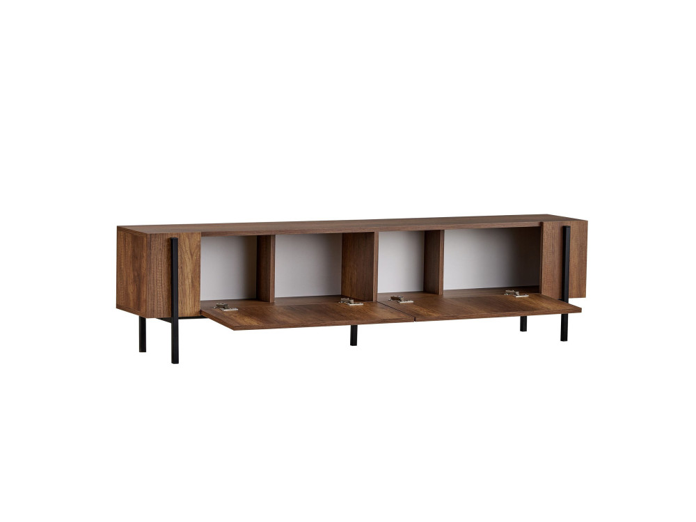 Suporte para televisor em madeira Nexus" - 180 x 30 x 45 cm - Nogueira Barroca / Preto