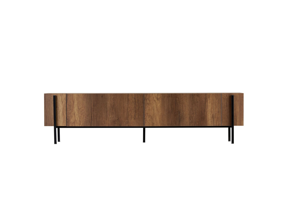 Suporte para televisor em madeira Nexus" - 180 x 30 x 45 cm - Nogueira Barroca / Preto