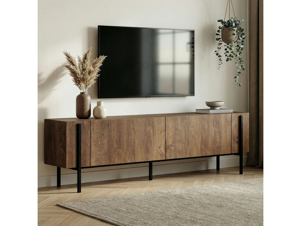 Suporte para televisor em madeira Nexus" - 180 x 30 x 45 cm - Carvalho Kafkas / Preto